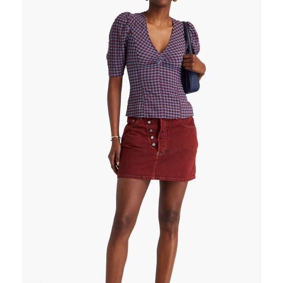 GANNI Women's Seersucker Top - Size Small - Picture 2 of 4